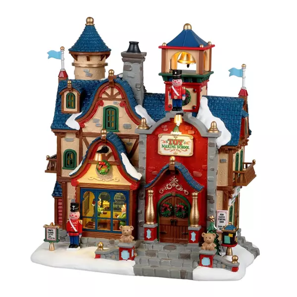 Villagio di Natale Lemax luminoso a pile Scuola e fabbrica di giocattoli