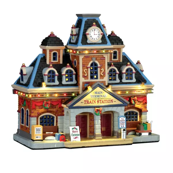 Village de No�l Lemax lumineux Gare principale