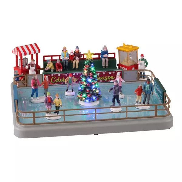 Village de No�l Lemax lumineux, musical et en mouvement Patinoire ext�rieure
