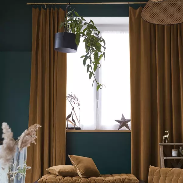 H�henverstellbarer Vorhang aus Baumwollsamt (140 x max 270 cm) Victor Camel