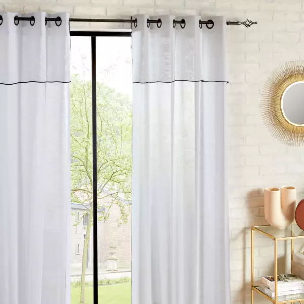 Visillo con volante (140 x 240 cm) Fred Blanco