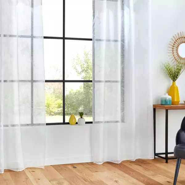 Tenda trasparente (140 x 240 cm) Feuilles Bianco