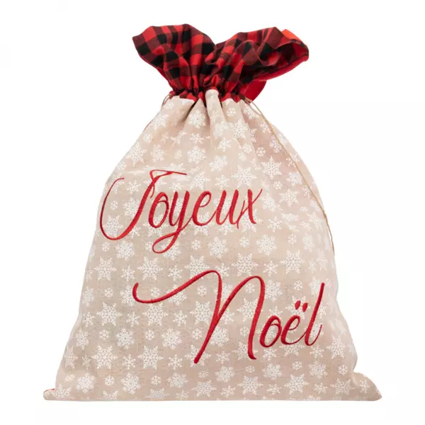 Sac cadeau en jute (H70 cm) Écosse et flocons