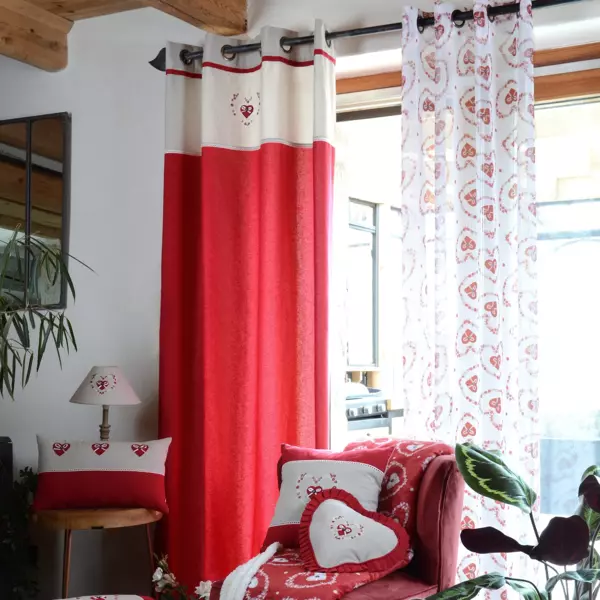 Rideau coton (140 X 260 cm) Pauline Rouge