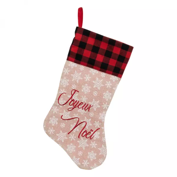 Chaussette de Noël (H45 cm) Joyeux Noël tartan