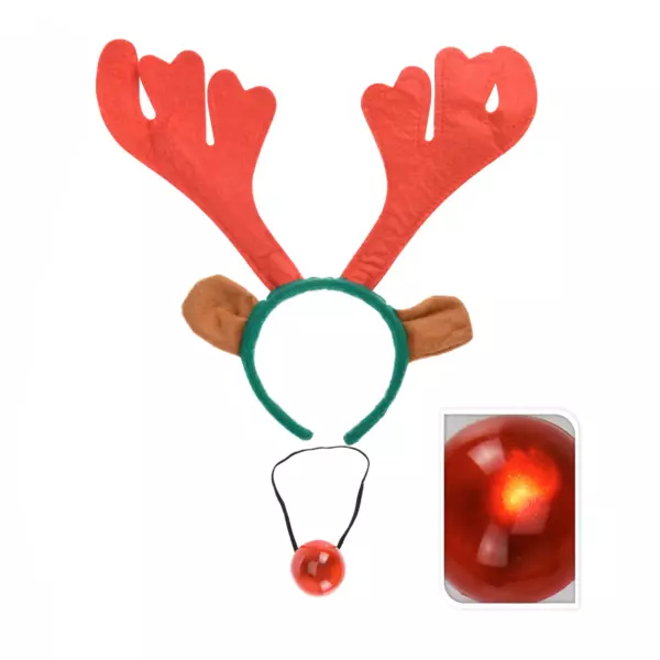 Cerchietto  e naso di Renna luminosi rosso