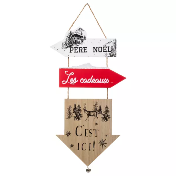 Cartello in legno (51 cm) frecce di Natale