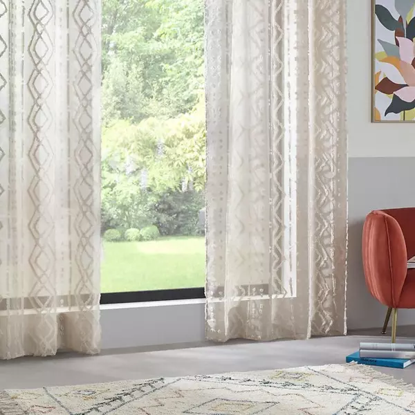 Gardin med øjer (140 x 240 cm) Salma Beige