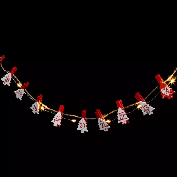 Guirlande lumineuse � piles 24 LED (2,20 m) Calendrier  de l'avent Blanc chaud