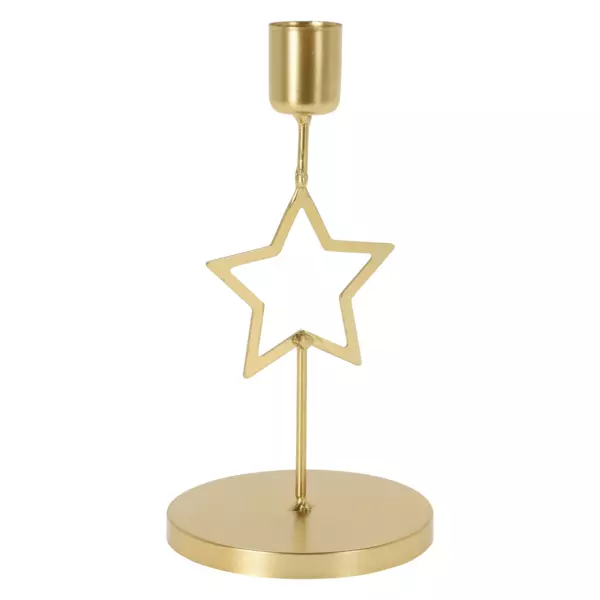 Lysestage i metal (H17 cm) Stjerne Guld