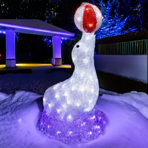 Otarie lumineuse 80 LED (H50 cm) �glantine blanc froid