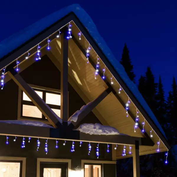 Eisregen-Lichterkette zweifarbig L7,50 m Stars Blau/ Wei� 175 LEDs