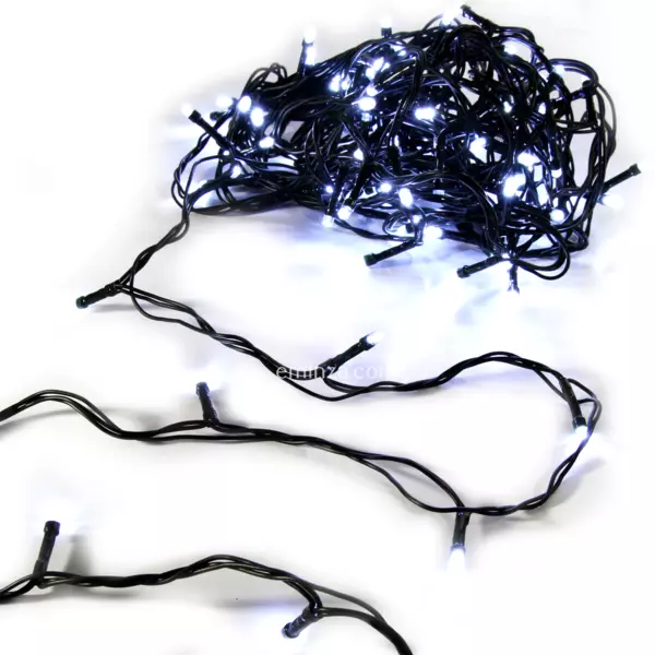 Lysk�de 50 m 500 LED gr�n kabel Timer Kold hvid