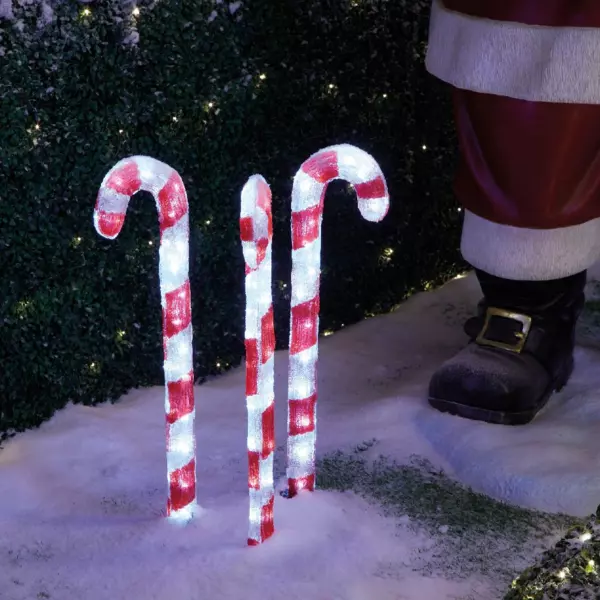 Lote de 3 bastones de caramelo luminosos Blanco fr�o 90 LED