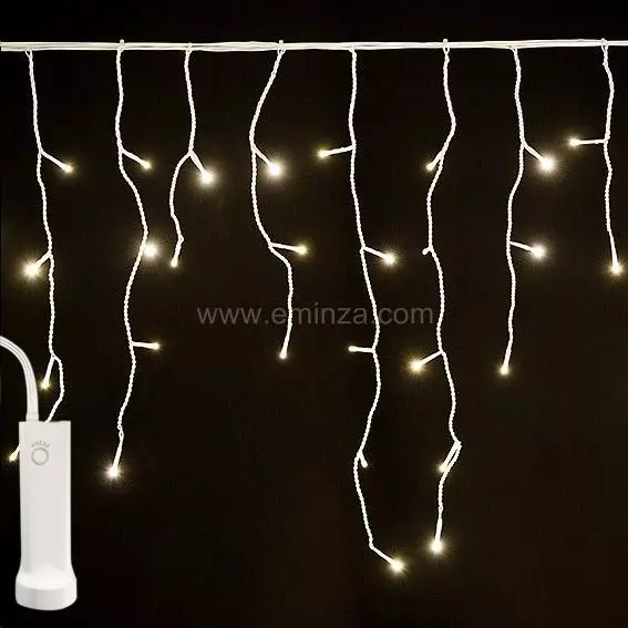 Batteriebetriebene Eisregen-Lichterkette Durawise L7 m Warmweiß 192 LEDs