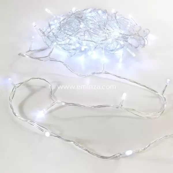 Guirlande lumineuse 20 m 200 LED c�ble transparent Timer Blanc froid 