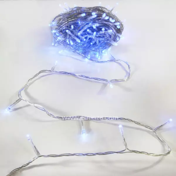 Lysk�de 30 m 300 LED gennemsigtig kabel Timer Bl�