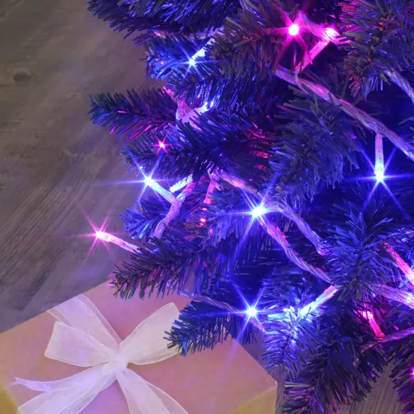 Ghirlanda luminosa Bicolore 8 m 128 LED cavo trasparente Bicolore rosso e blu