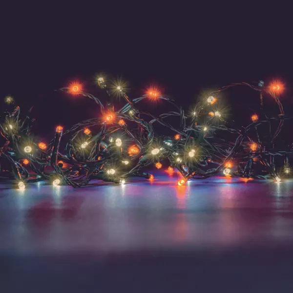 Luces de Navidad Bicolor 16 m Orange/Blanc chaud 192 LED