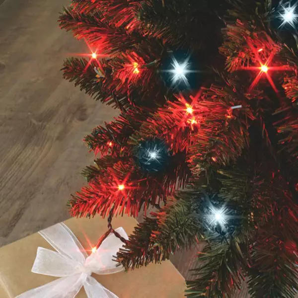 Guirlande lumineuse 8 m 128 LED c�ble vert Flashing light Bicolore Rouge et blanc froid