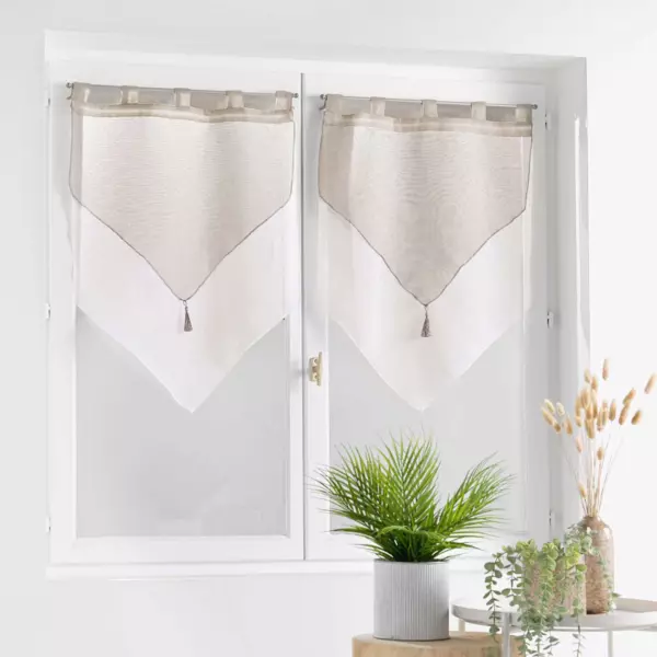 Paire de voilages � passants (60 x 120 cm) Duetto Gris et Blanc