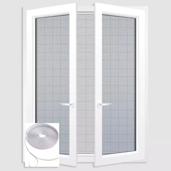 Fliegengitter-Set, für Fenster (130 x 150 cm) Weiß