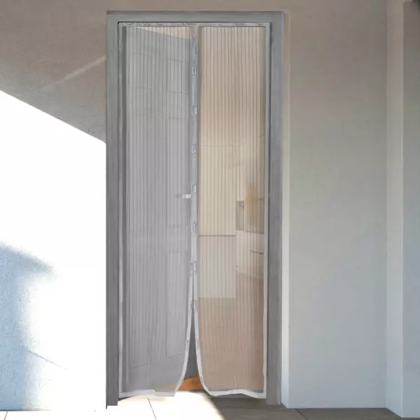 Rideau de porte Moustiquaire (100 x H220 cm) Aimant� Gris