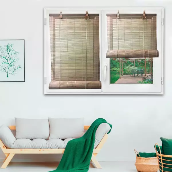 Estor enrollable de varillas (120 x 180 cm) Bamb� Marr�n