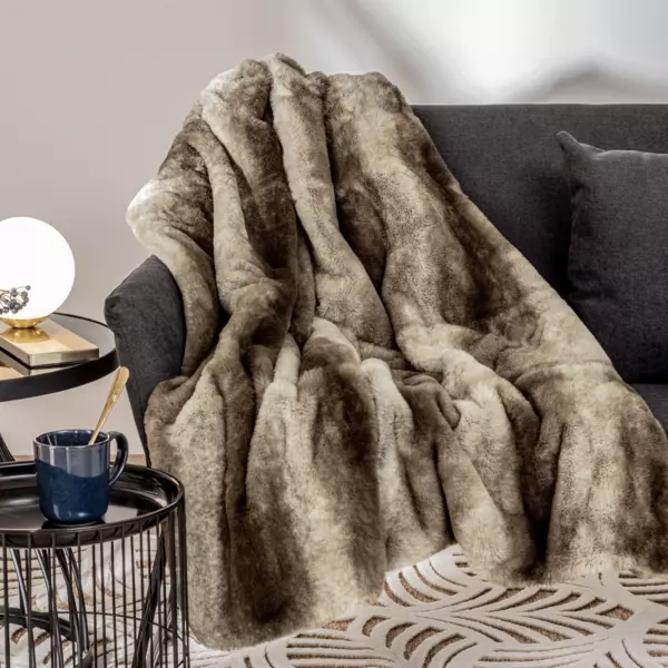Kunstfelldecke (160 cm) Grizzly Beige