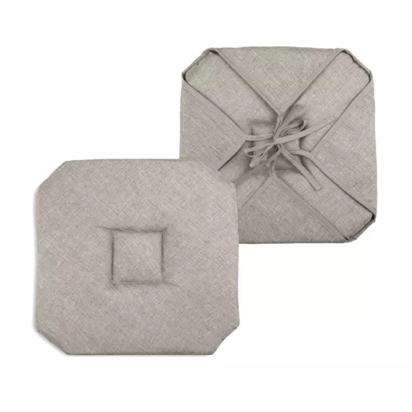 Galette de chaise carr�e � rabats (40 x 40 cm) B�a Taupe clair