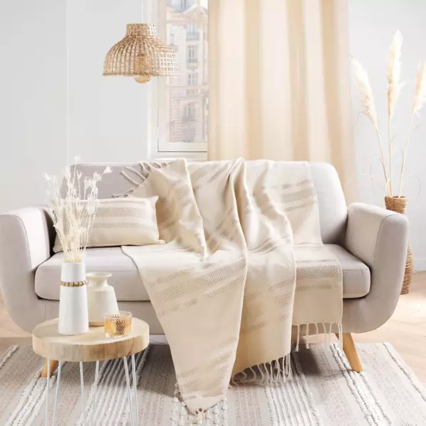Plaid katoen (150 cm) Doreline Ecru