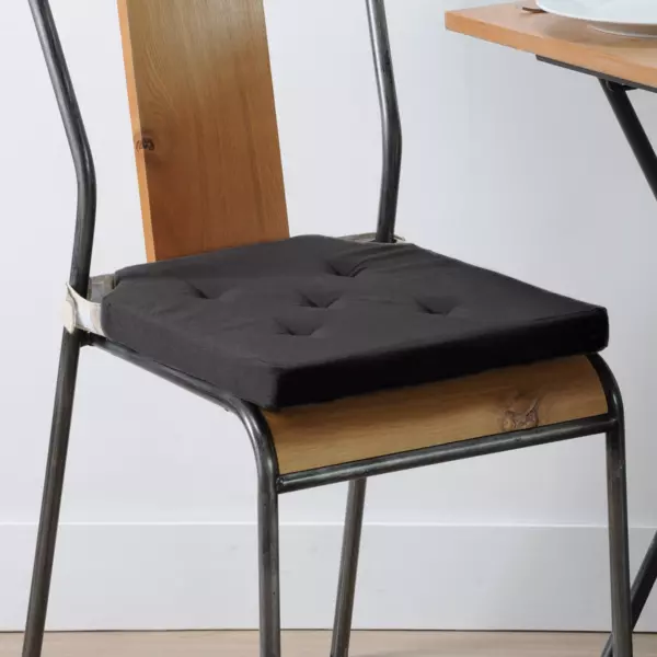 Cuscino per sedia quadrato con chiusura a strappo (38 x 38 cm) Duo Nero