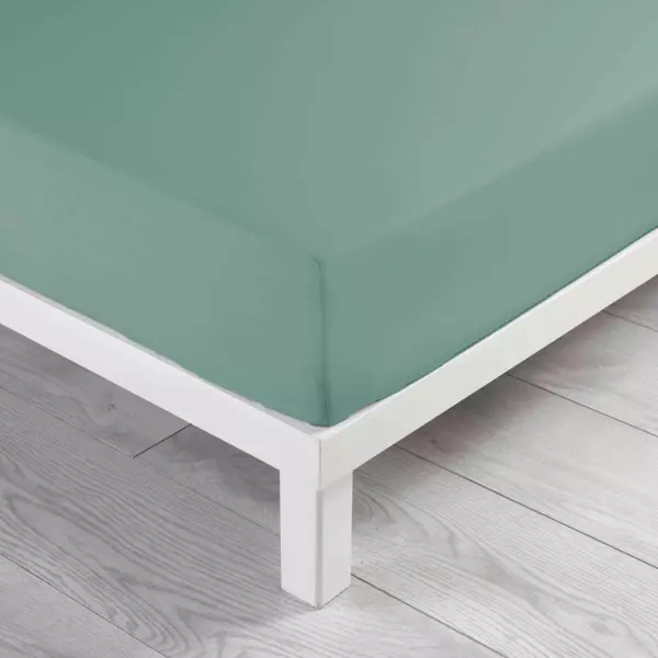 Sábana bajera algodón lavado (140 cm) Linette Verde savila