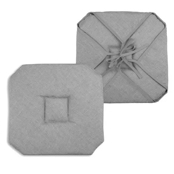 Galette de chaise carr�e � rabats (40 x 40 cm) B�a Grise
