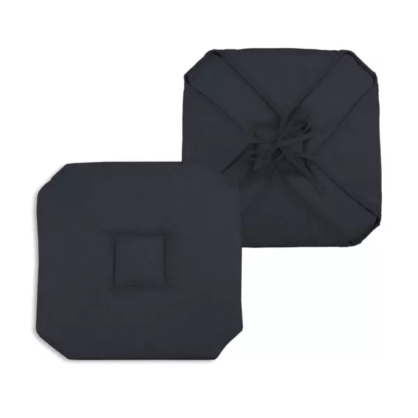 Galette de chaise carr�e � rabats (40 x 40 cm) B�a Noir Charbon