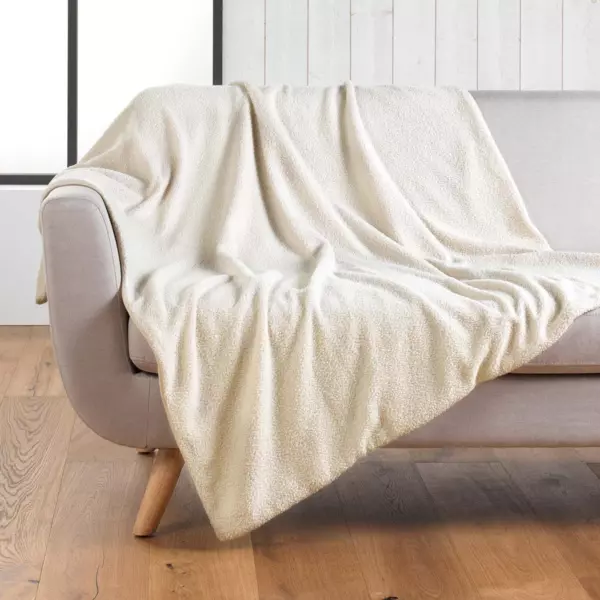 Manta con rizos (150 cm) Woly Crudo