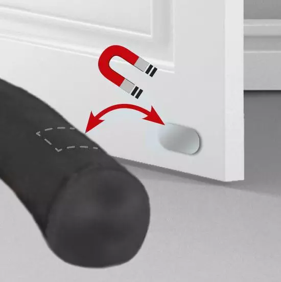 Zugluftstopper Polycotton (L80 x 7,5 cm) mit Magnetsystem Schwarz