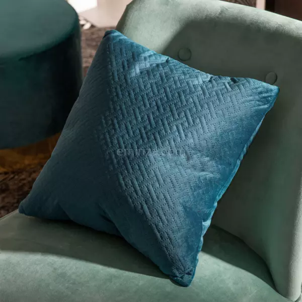 Coussin carr� velours (40 x 40 cm) Dolce Bleu canard