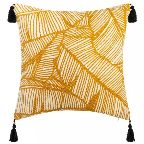 Housse de coussin carr�e coton (40 x 40 cm) Tropik Jaune ocre