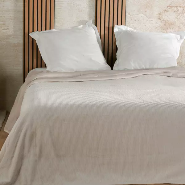 Bedsprei velours (240 x 260 cm) Gaufr� Ecru