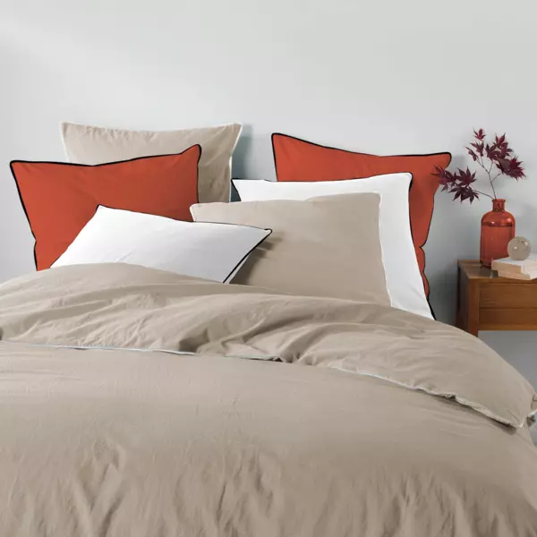 Bettw�sche aus gewaschener Baumwolle (260 cm) Linette Beige