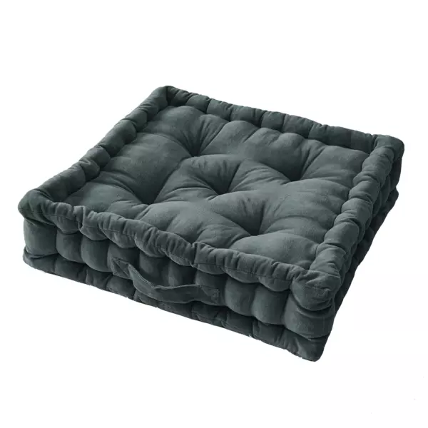Coussin de sol carr� velours de coton (50 x 50 cm) Victor Gris ardoise