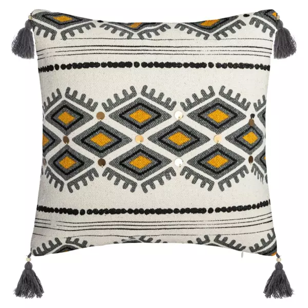 Housse de coussin carr�e coton (40 x 40 cm) Azteq Pampil Ecru