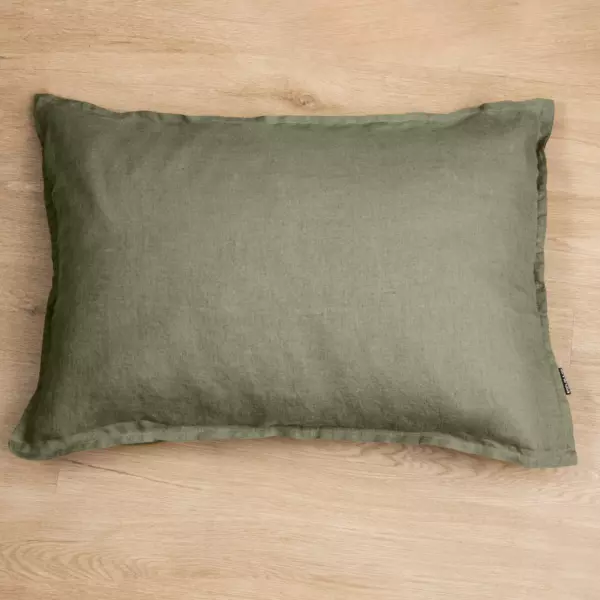 Taie d'oreiller rectangulaire lin lav� (50 x 80 cm) Louise Vert romarin