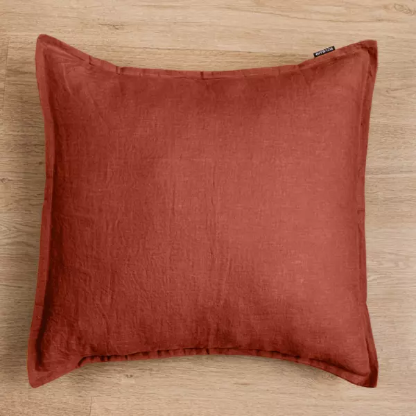 Quadratischer Kopfkissenbezug aus gewaschenem Leinen (80 x 80 cm) Louise Terrakotta