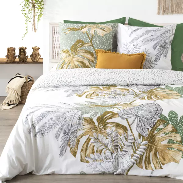Baumwoll-Bettw�sche (240 cm) Monstera Mehrfarbig