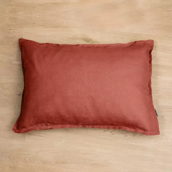 Taie d'oreiller rectangulaire lin lav� (50 x 70 cm) Louise Terracotta