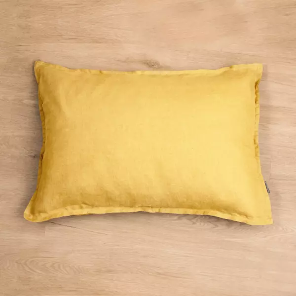 Taie d'oreiller rectangulaire lin lav� (50 x 70 cm) Louise Jaune moutarde