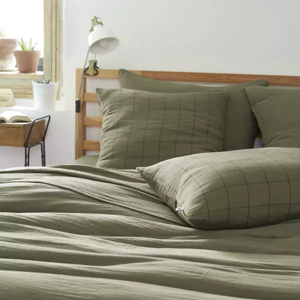 Federa quadrata garza di cotone (60 cm) Ga�a Match Verde rosmarino