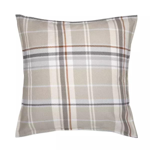 Quadratischer Kopfkissenbezug aus Baumwollflanell (63 x 63 cm) Th�a gemustert Grau